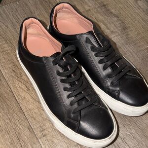 Boss Black Leather Low-Top Sneakers with Peach Insole